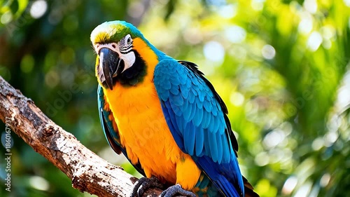 Wallpaper Mural Colorful parrot perched on branch Torontodigital.ca