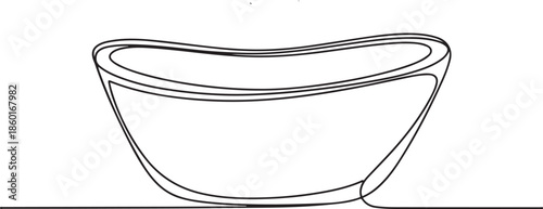 Continuous one line drawing of bathtub design.one line vector illustration with out background
