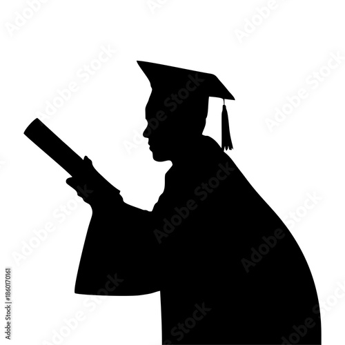 SILHOUETTE OF A PERSON WITH A TOGA AND PAPER