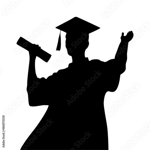 SILHOUETTE OF A PERSON WITH A TOGA AND PAPER