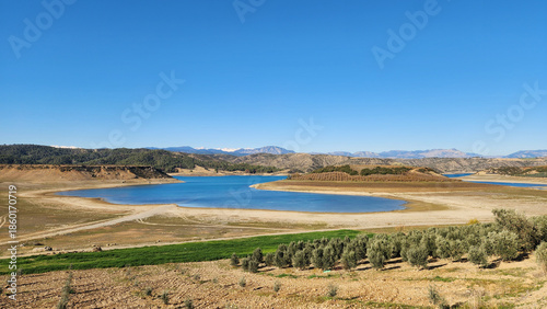 Due to global warming and a rainless winter, the water level of the dam lake in the Mediterranean region has significantly receded