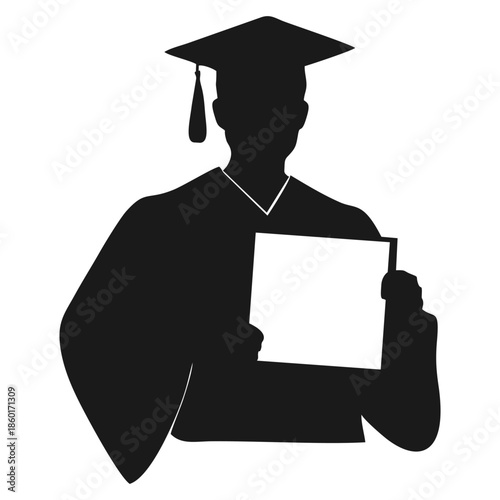 SILHOUETTE OF A PERSON WITH A TOGA AND PAPER