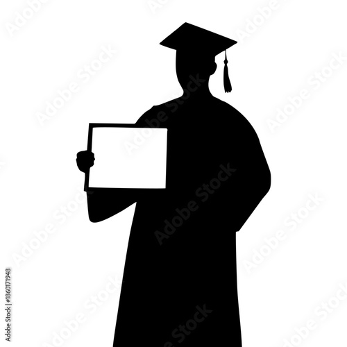 SILHOUETTE OF A PERSON WITH A TOGA AND PAPER