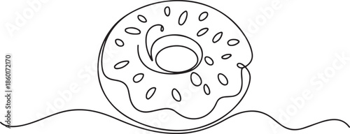 Continuous one line drawing of delicious donut.one line vector illustration with out background.