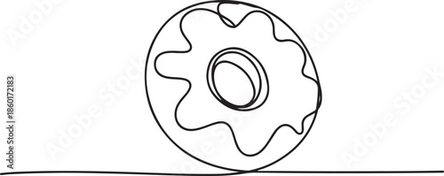 Continuous one line drawing of delicious donut.one line vector illustration with out background.