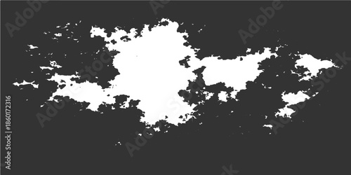 Abstract grunge ink splat texture design featuring a black world map silhouette with dirty paint spray splatters and an artistic border frame illustration on a vector background