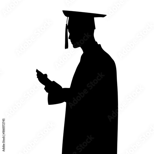 SILHOUETTE OF A PERSON WITH A TOGA AND PAPER
