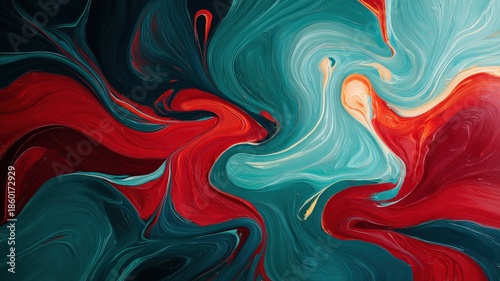 A liquid abstract design with flowing, iridescent colors swirling together, creating a mesmerizing effect