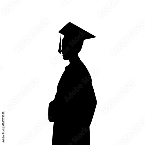 SILHOUETTE OF A PERSON WITH A TOGA AND PAPER