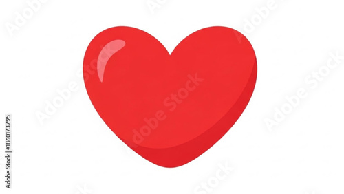 A bright red heart, symbolizing love, passion, and affection, isolated on a clean white background