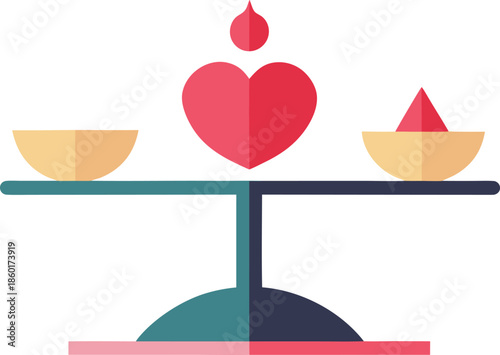 Balancing love and sacrifice isolated on transparent background, Vector, illustration