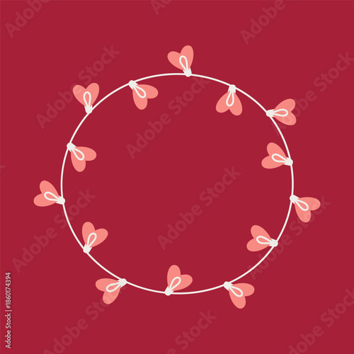 Round Frame made of Heart Shaped String Lights for Valentine text