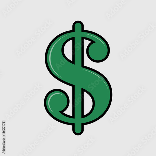 Green dollar sign symbol on white background.