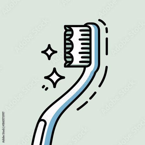 Toothbrush with sparkles and blue stripe on handle.