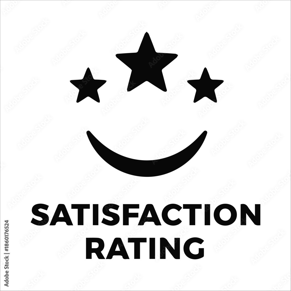 Obraz premium Satisfaction Rating Icon, Customer Experience and Review Vector, Black and White Office Icon on White Background 