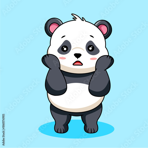 Cute Panda Bear Panic Expression Vector Illustration Cartoon Character Kawaii