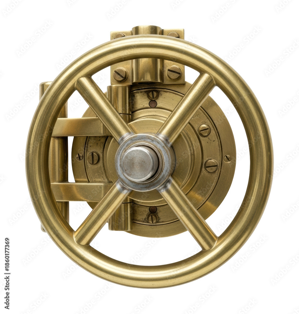Obraz premium Vault door mechanism action security facility view isolated on transparent background