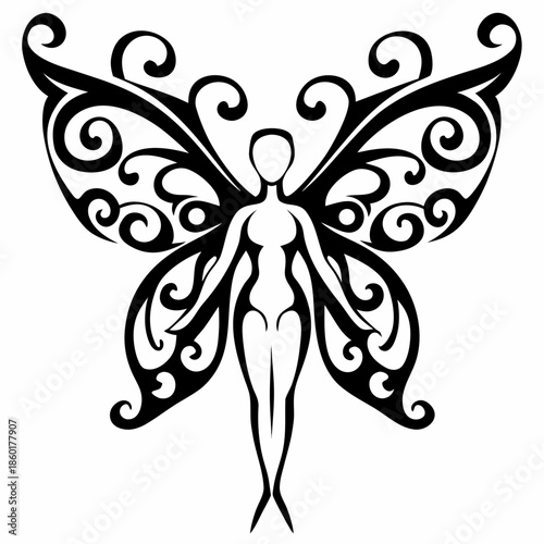 Abstract Woman Silhouette with Butterfly Wings