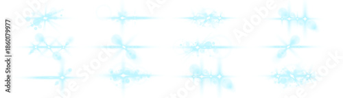 Blue neon beam with lens flare and glowing rays cuts through darkness. Sparkle particles enhance depth and contrast. Suitable for sci-fi or modern tech visuals.