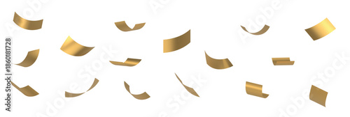 Realistic golden glossy confetti festive holiday party