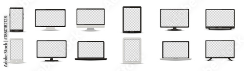 Set of flat technology device monitor laptop LCD tv smartphone vector
