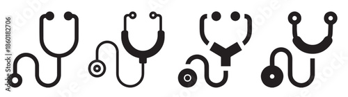 stethoscope icon stethoscope medical device flat icon set