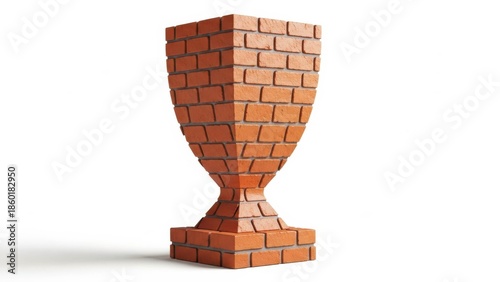 First place Brick trophy cup isolated on white background