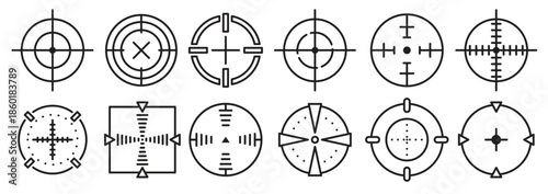  target dart line icons set