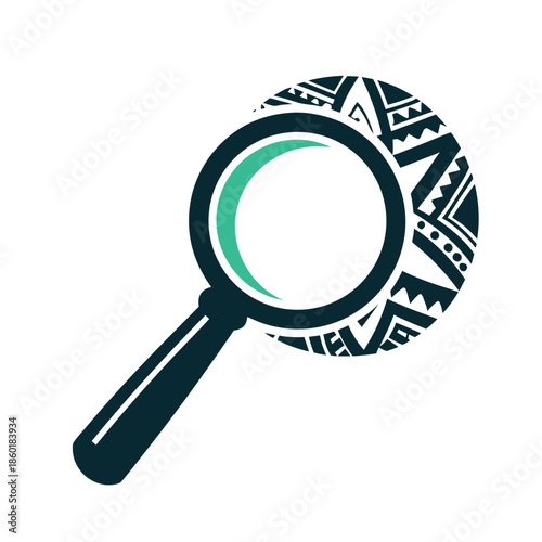 Tribal Pattern Magnifying Glass Icon Vector