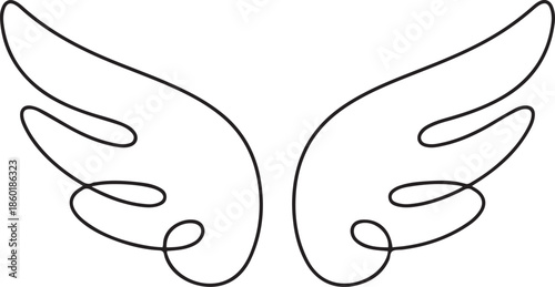 continuous angel wings.one line vector illustration with out background