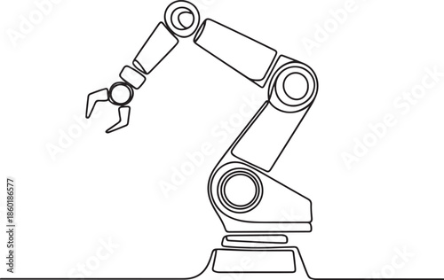 Continuous one line drawing of robot arm machine for industry.one line vector illustration with out background