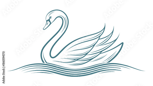 Elegant swan swimming serenely in calm waters