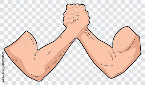Arm Wrestling Strength Competition Flat Illustration