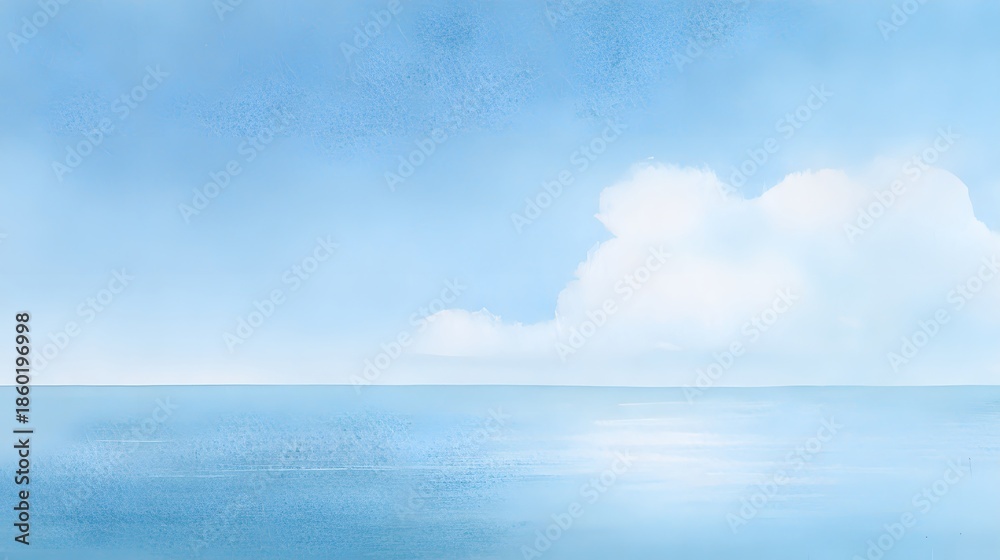 Fototapeta premium Serene watercolor ocean scene captures tranquil beauty a calming landscape illustration