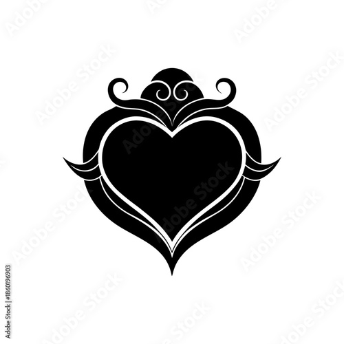 Luxury feminine heart emblem with smooth elegant curves and premium romantic design Vector illustration