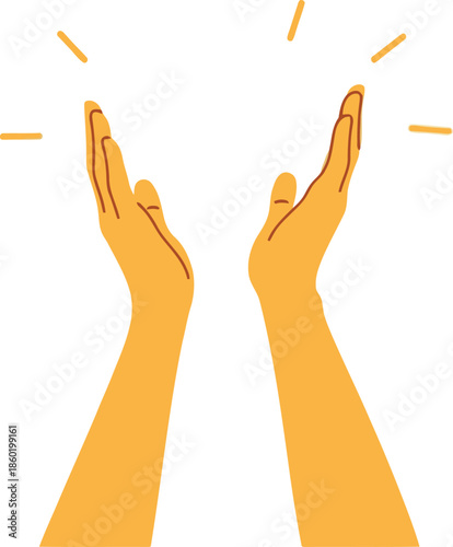 Vector Illustration of Raised Hands Applauding Gesture Isolated on White Background