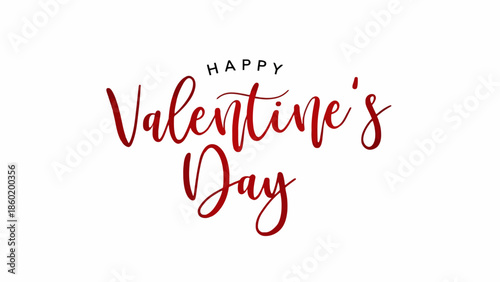 Happy Valentine's Day Text With Red Heart Symbol For Romantic Celebration Greeting Card