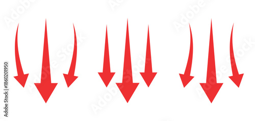 Red downward arrow set