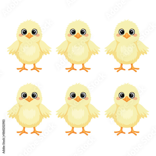 Cute cartoon chickens standing together