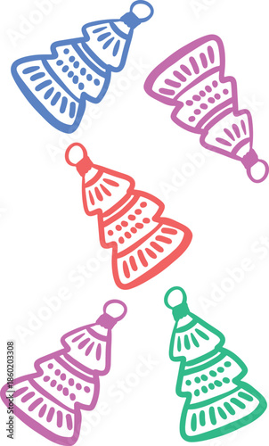 Christmas Ornament Line Art Sketch, Minimal Hand Drawn Holiday Decoration, New Year Bauble Illustration