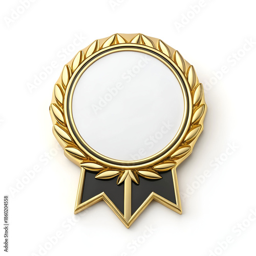 Gold shield award badge, yearly success emblem with classic style.