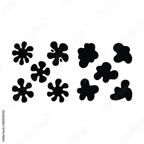 A collection of Irregular cloud-like abstract form Silhouette.