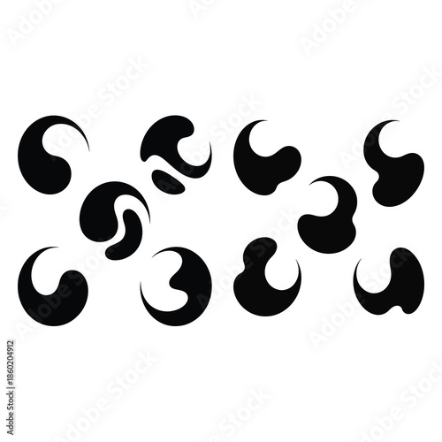 Minimalist graphic design Crescent swirl blended into a blobs.