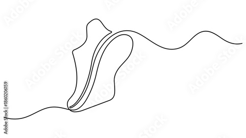 Simple continuous one line drawing of a sneaker or athletic running shoe. Minimalist fitness and sport vector illustration, Hand drawn sketch of running shoes with laces on a plain white background