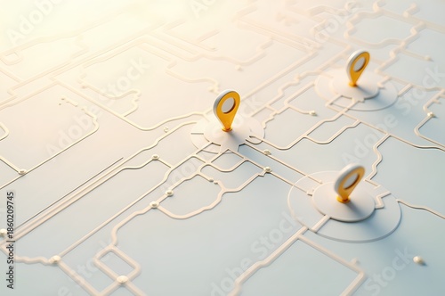 Location Markers on Abstract Map
