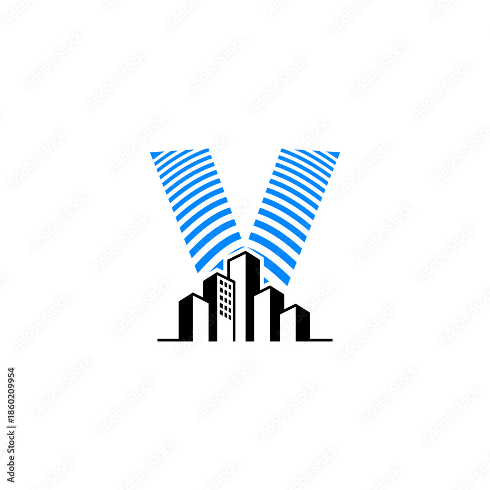 Obraz premium Luxury City Skyline Letter V ...