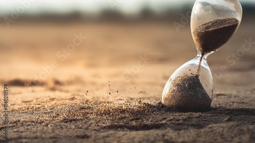 hourglass. Hourglass on stone with sand flowing and scattering in the wind. wellbeing guides, coaching materials, designed for coaching and self-improvement content, clarifies learning.