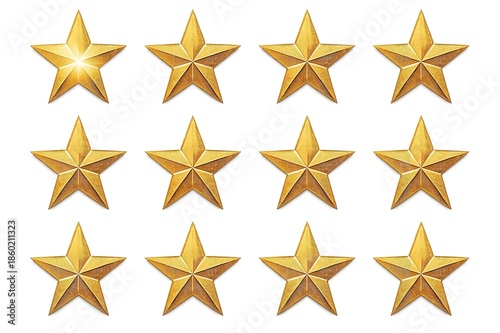 A collection of gold stars on a white background, symbolizing excellence and achievement