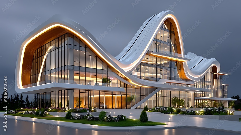 Fototapeta premium Luxury modern architectural design futuristic exterior high resolution image