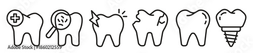  tooth icon set vector graphic illustration